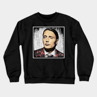 Hannibal Red Eyes with Drip Paint Background Crewneck Sweatshirt